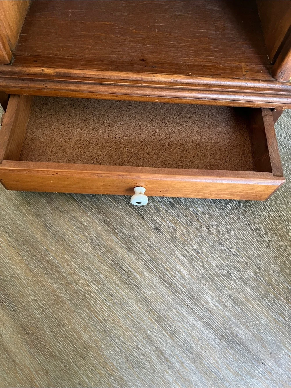 Vintage Roll Top Wooden Bread Box & drawer.  Shelf on top also. Farmhouse